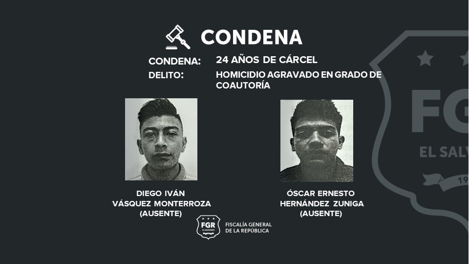 #CombateAPandillas | Cinco pandilleros del Barrio 18 recibieron condena de 24 años de cárcel por haberle quitado la vida a una víctima en Izalco, Sonsonate. Los hechos ocurrieron en junio del 2020. Los imputados interceptaron a la víctima y le dispararon causándole la muerte