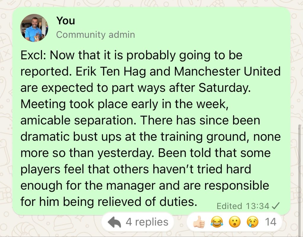 Put this on the open WhatsApp group about 30mins before the Guardian posted their story….