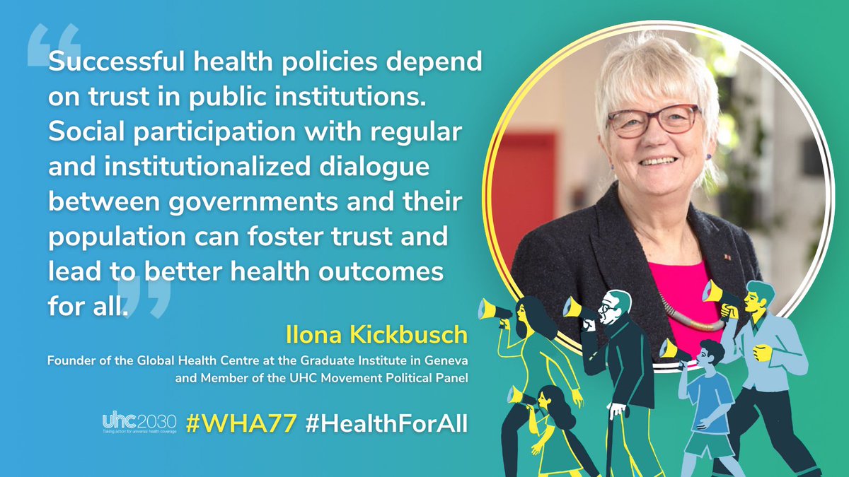 Regular and institutionalized dialogue between governments and populations fosters trust and is needed for successful health policies. Thank you @IlonaKickbusch for highlighting how #SocialParticipation, successful health policies, and better health outcomes are all connected.