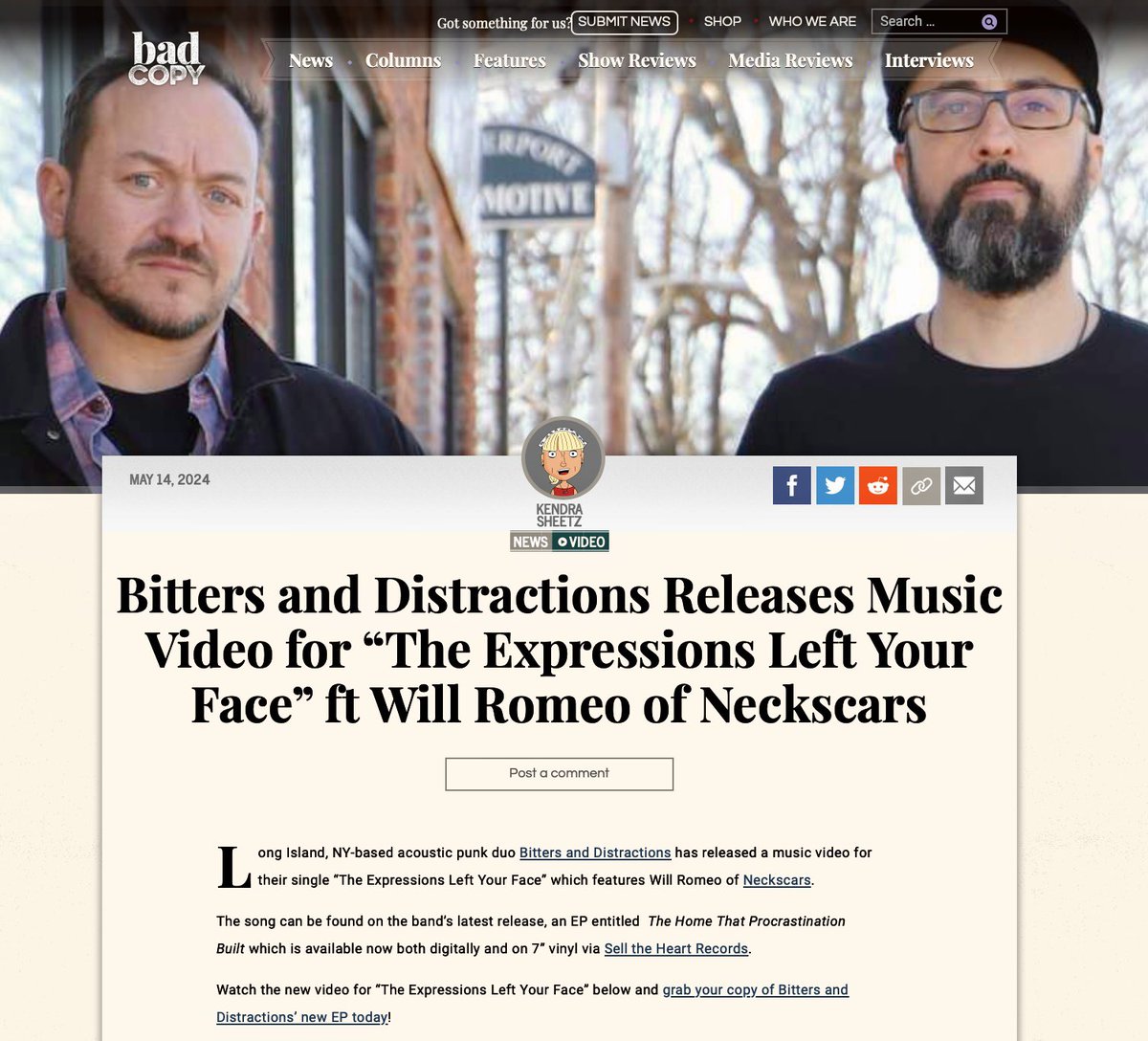 BittersDistract's tweet image. Thank you to everyone who has checked out our music video for “The Expression Left Your Face.” If you haven’t checked it out yet, please watch it here: youtu.be/hApSNOHVMF8?si…