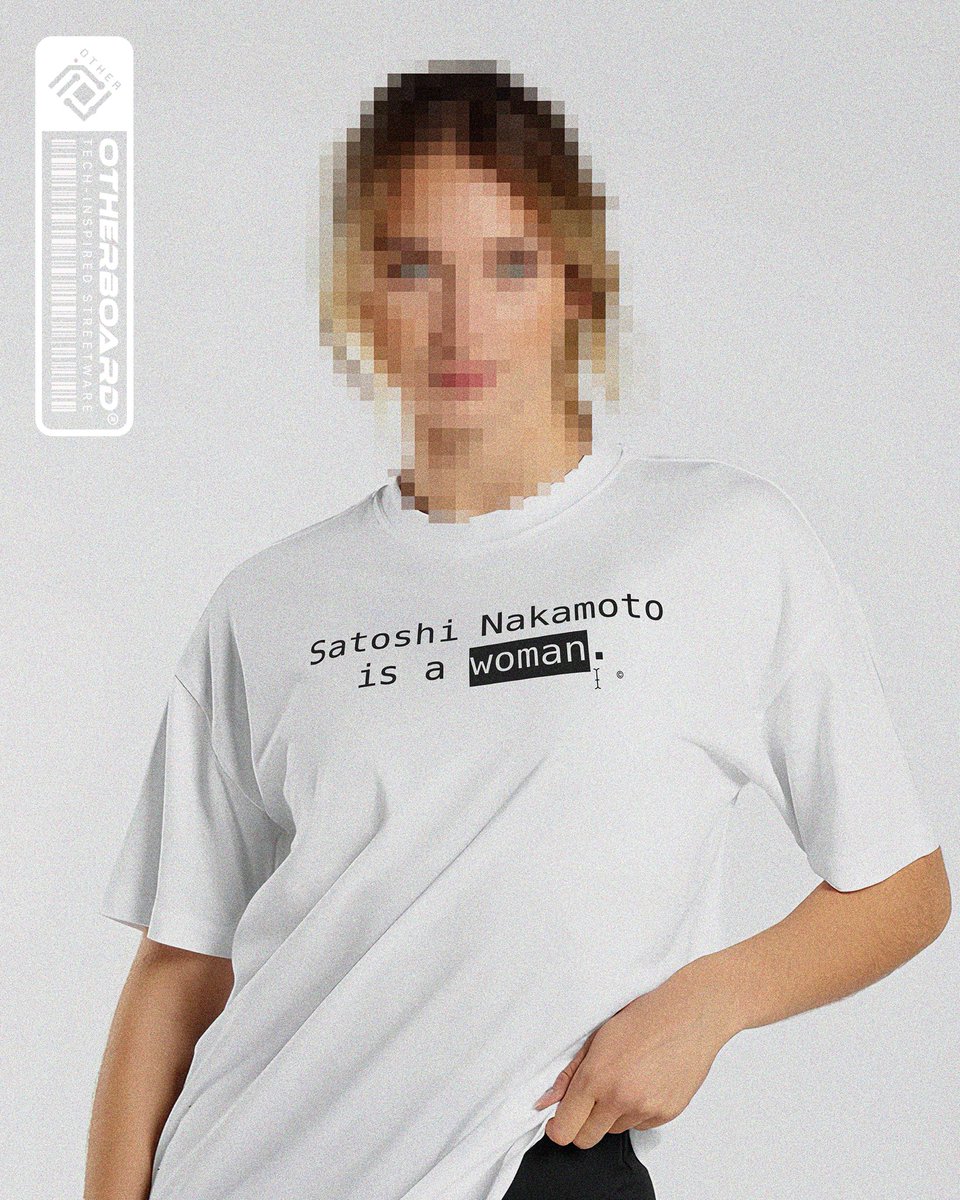 otherboardonl's tweet photo. “satoshi.tee”

Satoshi Nakamoto is a Woman

100% premium cotton, heavyweight tee
Designed and printed in the USA

Coming soon to https://t.co/5m1z448OI7 https://t.co/Rh1qzI0Epl
