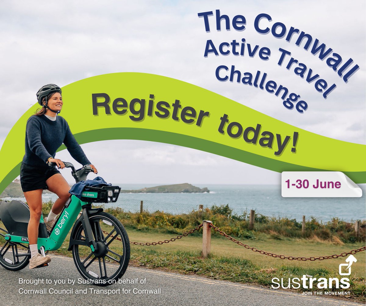 The Cornwall Active Travel Challenge is back! Record your Beryl rides and all sustainable journeys throughout June to be involved! And get 10% off Minute Bundles when you record your first journey.🙌 Register here: cornwall.getmeactive.org.uk #CornwallTravelChallenge