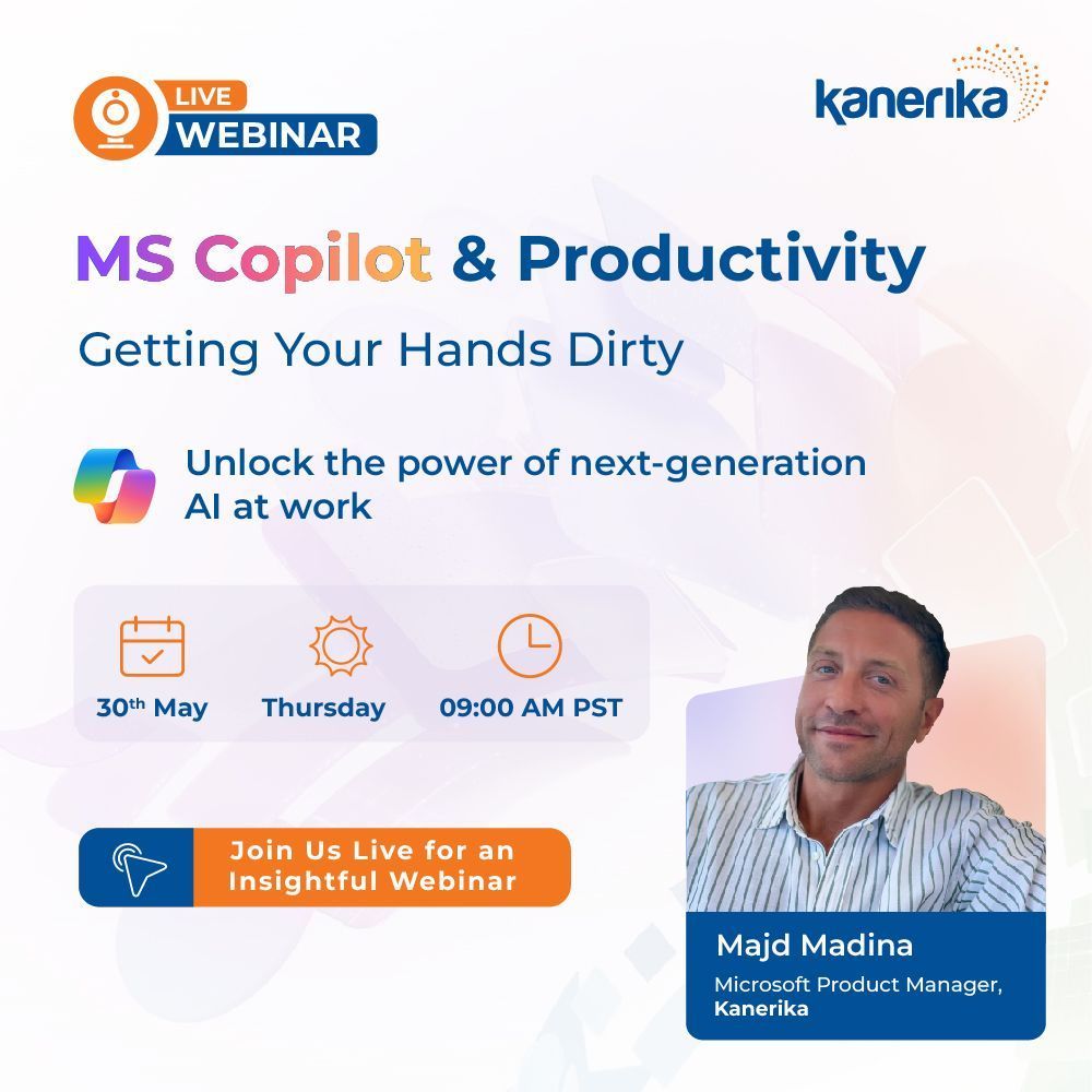 KanerikaSoft's tweet image. 𝗪𝗲𝗯𝗶𝗻𝗮𝗿 𝗧𝗶𝘁𝗹𝗲- 𝗠𝗦 𝗖𝗼𝗽𝗶𝗹𝗼𝘁 & 𝗣𝗿𝗼𝗱𝘂𝗰𝘁𝗶𝘃𝗶𝘁𝘆: 𝗚𝗲𝘁𝘁𝗶𝗻𝗴 𝗬𝗼𝘂𝗿 𝗛𝗮𝗻𝗱𝘀 𝗗𝗶𝗿𝘁𝘆
When- 30th May, 2024, 9AM PST
Where- buff.ly/4bu6Qq1
#registernow #webinaralert #mscopilot #microsoft