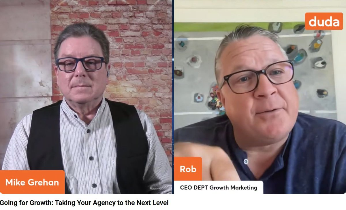 Did you miss it live? Going for Growth: Taking Your Agency to the Next Level with @mikegrehan @robjmurray @buildwithduda recording buff.ly/3QKbzvv