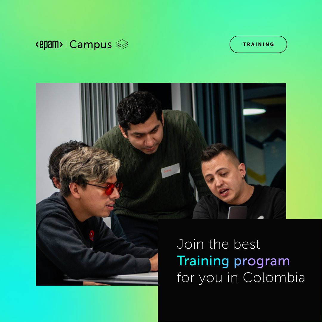 EPAM_Colombia's tweet photo. Explore our catalog and apply to the program you want! Level up your career by learning from EPAM experts with our training portal. Find our more: https://t.co/5ckiXnO5KF https://t.co/8PJRPkQNHs