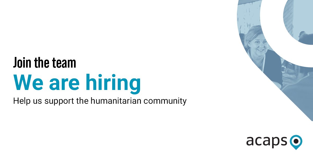 #JobsAlert: would you like to make a difference in the #humanitarian community? Do you have a strong interest in qualitative & quantitative #analysis? Then join us. ➡ Information Analyst in #Colombia ➡ Senior Analyst in #Kenya Apply before 4 June. 🔗 acaps.org/en/about-us/wo…