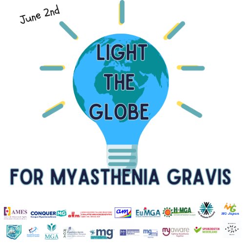 Join MG organizations worldwide on Sunday, June 2nd, to light the world teal for #myasthenia gravis awareness! You can illuminate a landmark or simply turn on a teal (green, or blue)  porch light. Share your photos with the hashtag #lighttheglobeformg 

Every light counts!