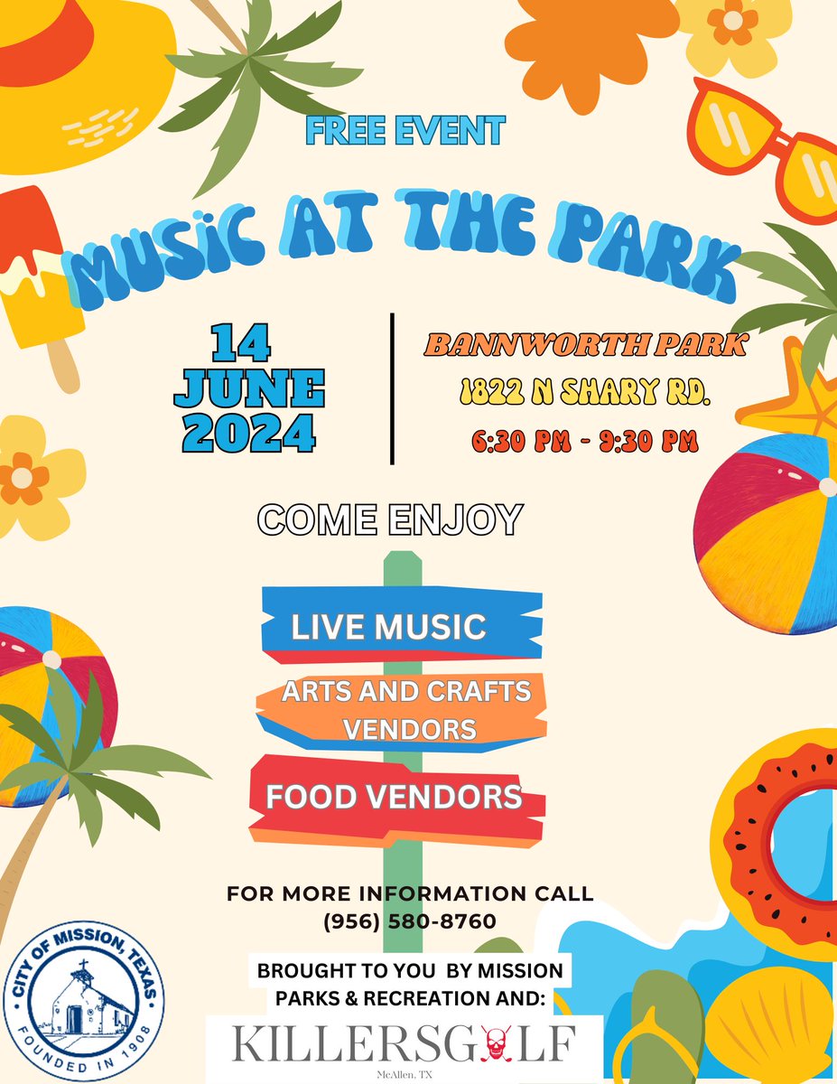 FREE, fun, family event! 🎉🎉 Our Parks & Rec Department is hosting another “Music at the Park.” Join the fun on June 14th at a NEW location, Bannworth Park. See you there!
