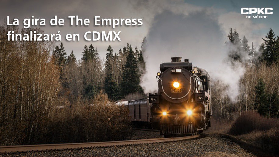 CPKCdeMexico's tweet photo. ¡La gira del tren a vapor de @CPKCrail para celebrar el primer Aniversario de nuestra unión sigue su recorrido! Este viaje que pasará por distintas ciudades de Norteamérica concluirá en la Ciudad de México. #FinalSpike #CPKC 🚂 https://t.co/RYjjL182u4