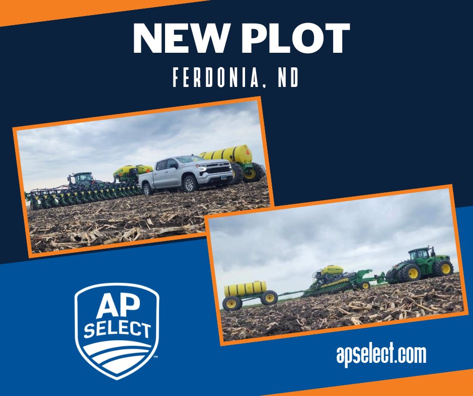 _apselect's tweet image. 𝗔𝗣 𝗦𝗲𝗹𝗲𝗰𝘁 𝗣𝗹𝗼𝘁 𝗴𝗼𝗶𝗻𝗴 𝗶𝗻! 📷
We get super excited seeing all the pictures of AP Select plots that are being planted!  This one was planted by Ferdonia, ND.  We can't wait to start getting pictures of the corn sprouting up!
Better by Choice.