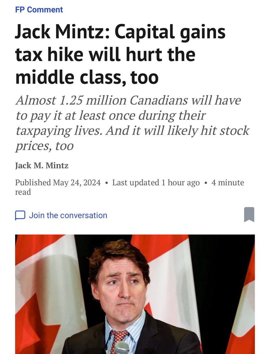 Millions of Canadians will have to pay more taxes or see lower investment gains because of the Trudeau/Freeland capital gains tax hike, not just a few thousand superrich as they claim. But Poilievre hasn’t said a word to oppose it. The fake Conservatives support Liberal taxes.