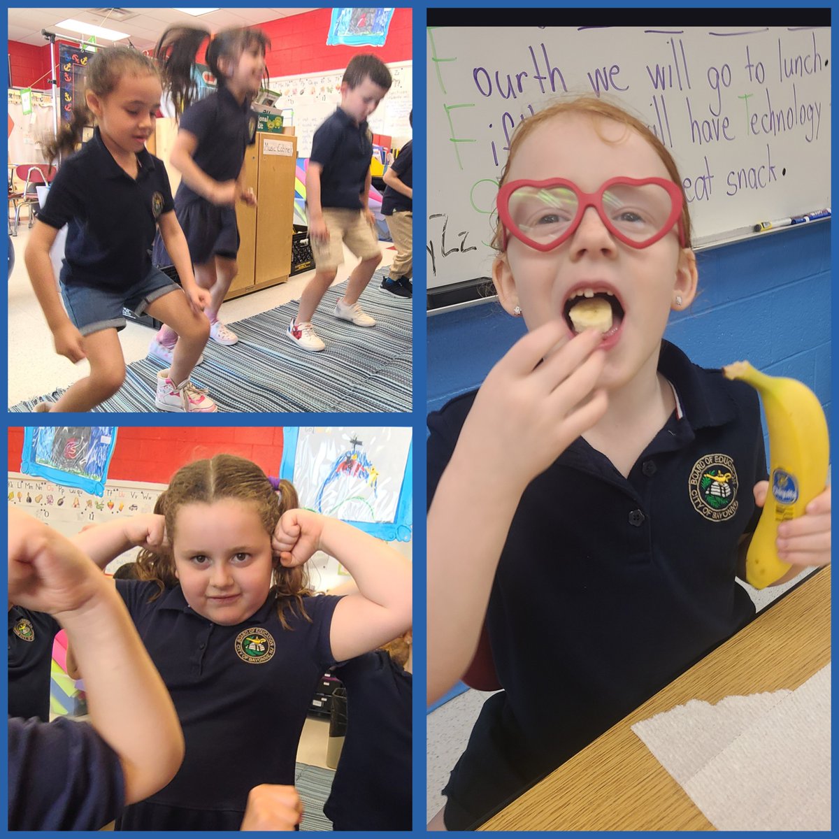 The ‘ABC Countdown’ is getting us summer ready! Mrs. Spiers’ Kindergarteners @RobinsonSchool3 exercised for E and feasted on fruits for F. Way to Go!