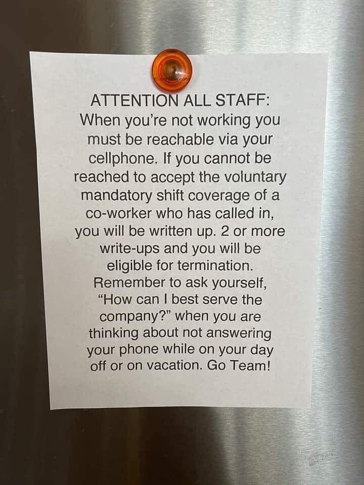 You walk into your break room at work and see this on the fridge, what's your first thought?
