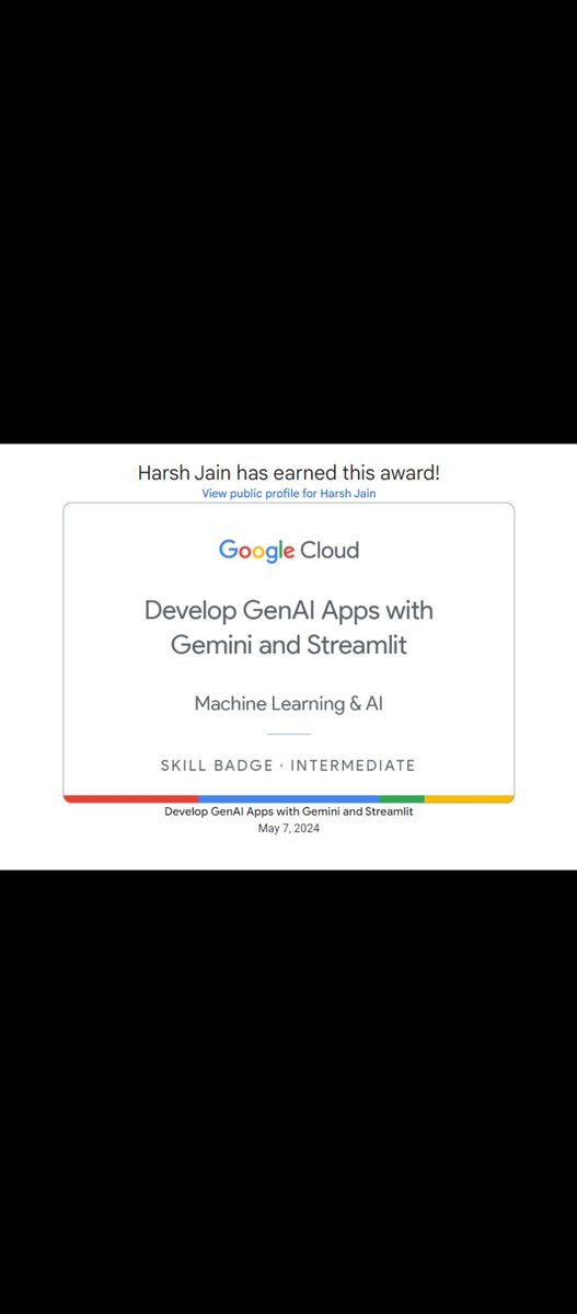harshjain_08's tweet photo. Hello Connections!
Thrilled to have complete the Google Gen AI Study Jam 2024. Excited to leverage these cutting-edge skills to drive innovation and solve real-world challenges. GDSC Poornima
#GoogleCloudSkillsBoost #GoogleGenAI
#StudyJam
@gdscpoornima https://t.co/gZNknQZI81