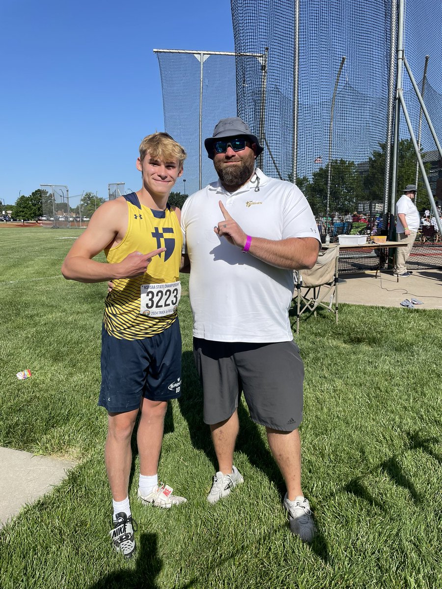 STAsaints_TF_XC's tweet photo. Congrats Joey Goodenow and Coach Jackle!! 5A state champion in the discus! https://t.co/Nacq7Zlil2