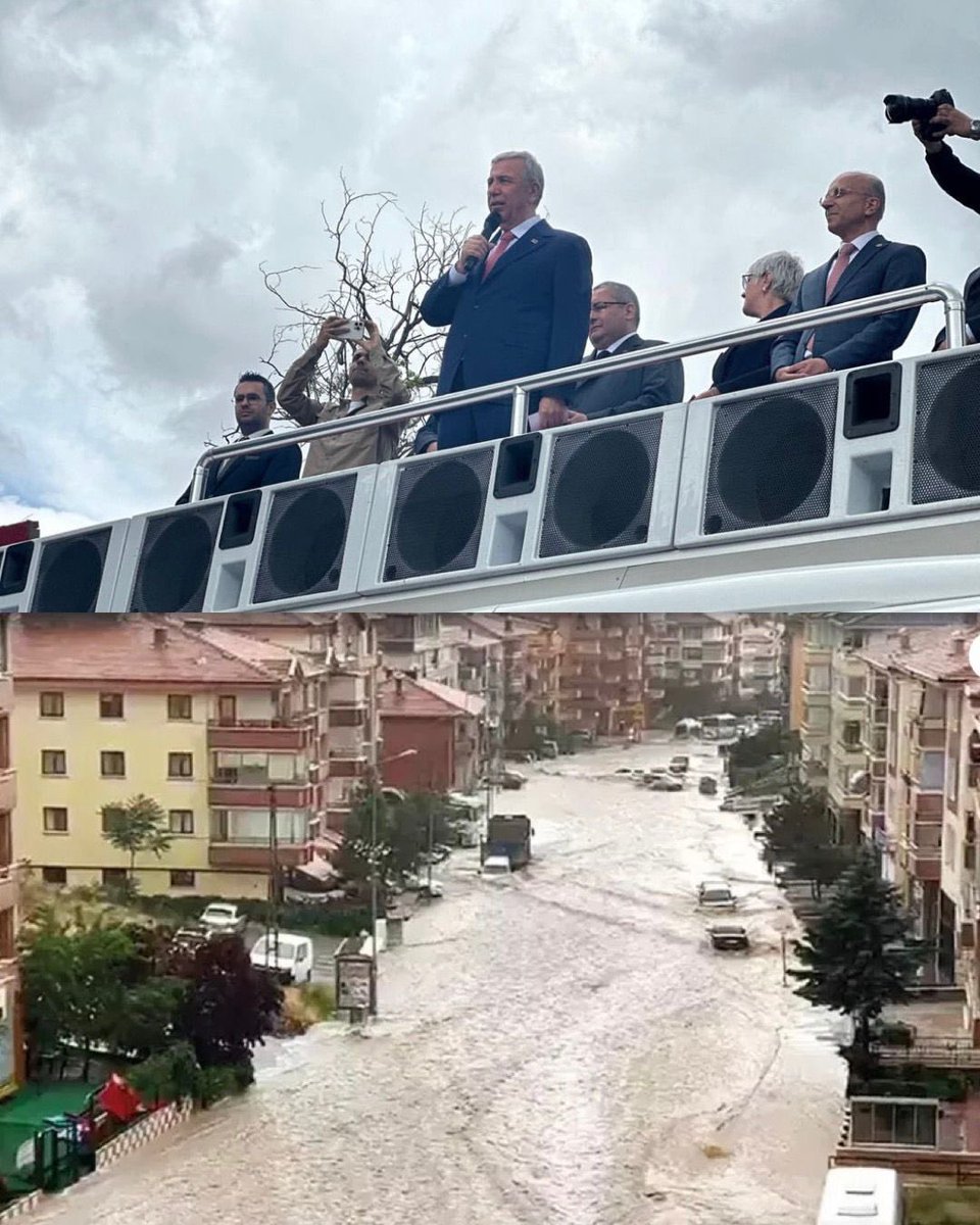 Ankara’yı sel vurmuş durumdayken, Mansur efendi Kayseri Pınarbaşı’nda miting yapıyor. BANANE.