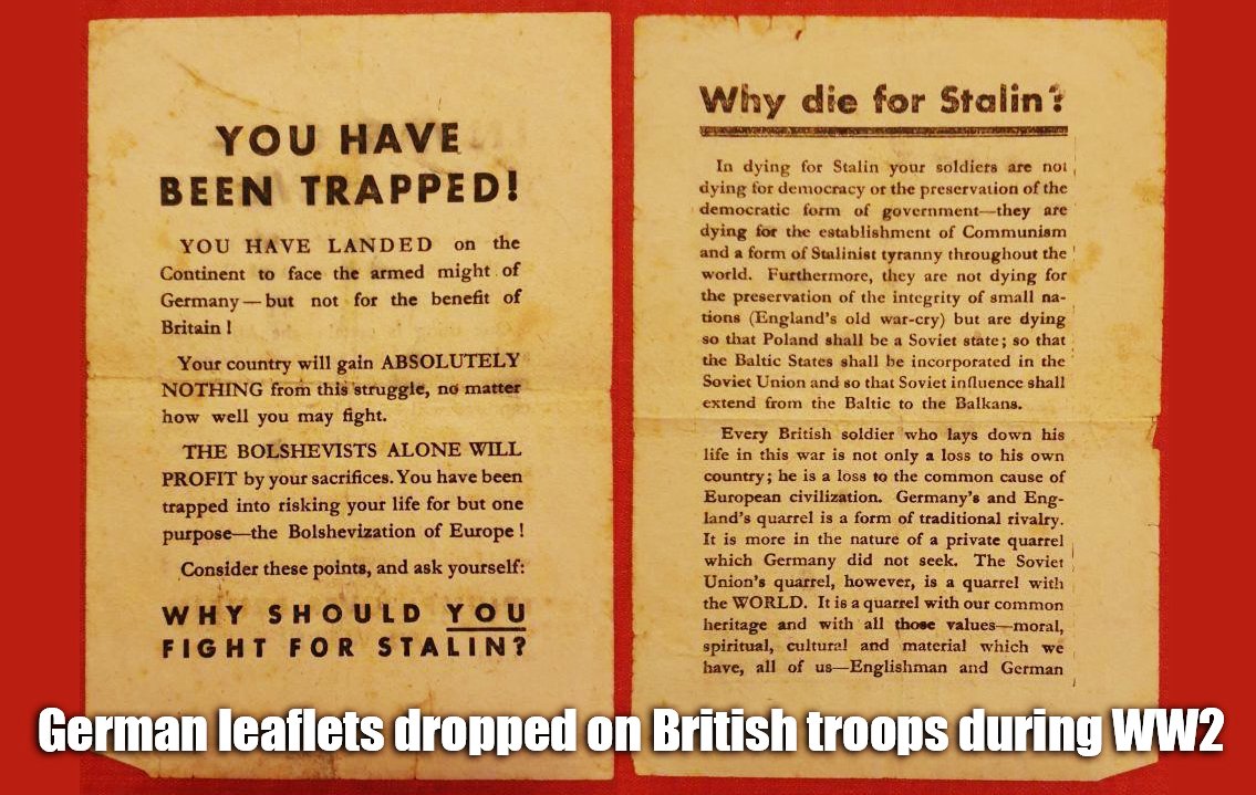 These are leaflets that the Germans dropped on British troops in WW2. What do you think of them?