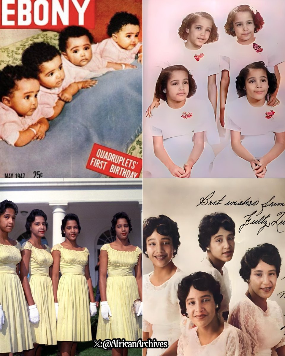 In May of 1946, The Fultz Sisters or Fultz Quads, became the first identical Black-American quadruplets on record. The Doctor named them and also put them on display for curious onlookers. The Fascinating and Tragic story of the quadruplets, A THREAD