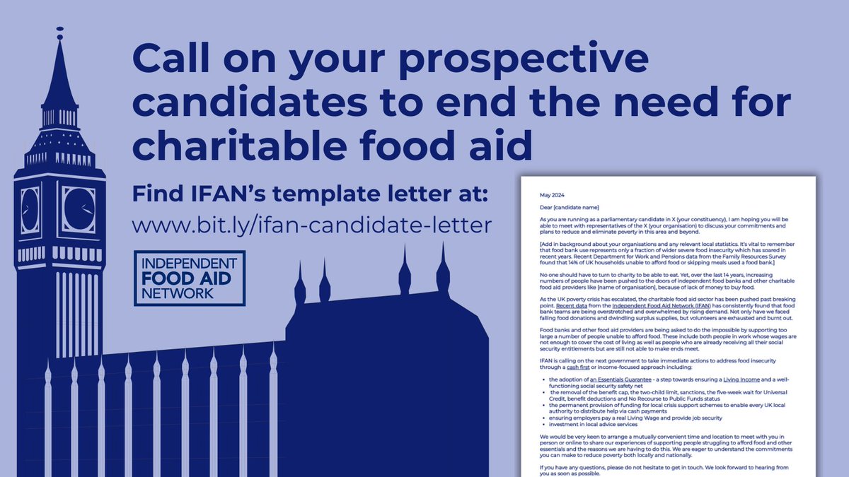 Get involved and approach your local parliamentary candidates to find out how they plan to reduce devastating levels of UK poverty Find your local parliamentary candidates ➡️whocanivotefor.co.uk and use our template letter ➡️ bit.ly/ifan-candidate…