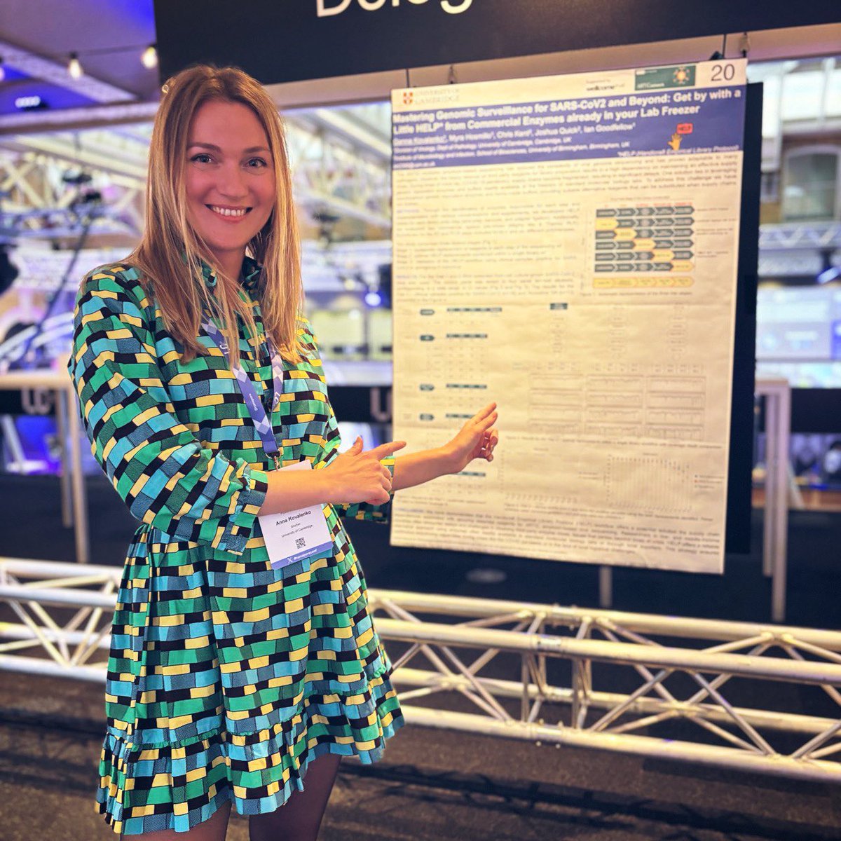 Anna (Ganna) Kovalenko 🇺🇦 (@annakov1988) on Twitter photo Today dressed as <a href="/nanopore/">Oxford Nanopore</a> sequencing screen💚🧬 Happy to present our research #nanoporeconf #LondonCalling2024 Wish to master your genomic surveillance? Come and get by with a little HELP from our protocol 😎 poster #20 <a href="/NetworkArtic/">ARTIC Network</a> Today dressed as <a href="/nanopore/">Oxford Nanopore</a> sequencing screen💚🧬 Happy to present our research #nanoporeconf #LondonCalling2024 Wish to master your genomic surveillance? Come and get by with a little HELP from our protocol 😎 poster #20 <a href="/NetworkArtic/">ARTIC Network</a>