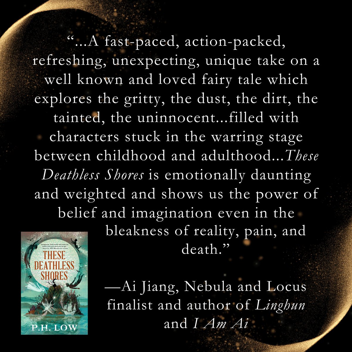some more blurbs for THESE DEATHLESS SHORES! continually grateful to the authors who have supported this book's journey 🥹