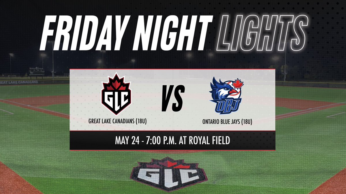 GLCanadians's tweet photo. What a night for a ballgame!  Join us tonight at Royal Field as our 18U team takes on the Ontario Blue Jays.  First pitch is 7PM.  #GLC https://t.co/8jSzzyCSw3