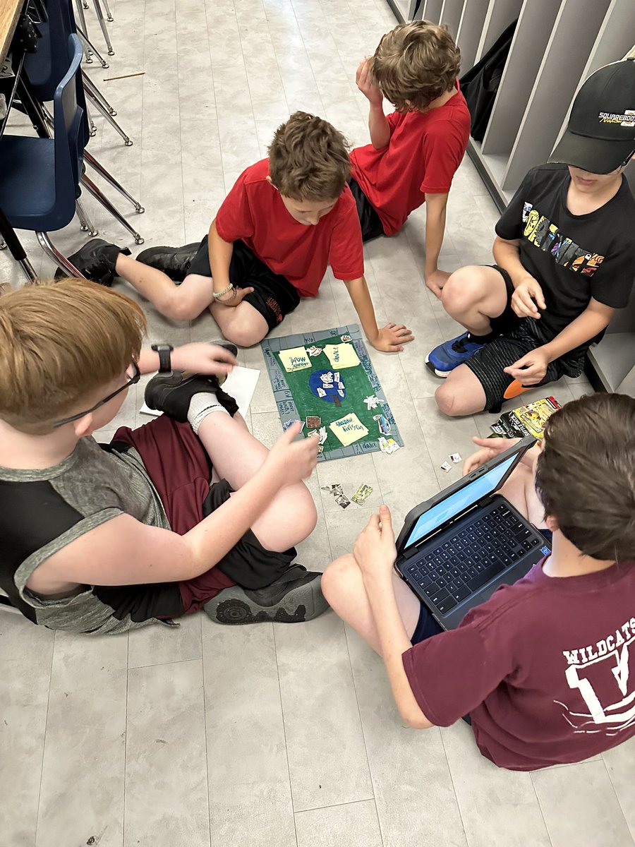 ChyniaParsons's tweet photo. Mr. Boggs’ and Mrs. Cain’s class got together this morning to play math board games that they created! ☺️😊 https://t.co/2eNqYxFU51
