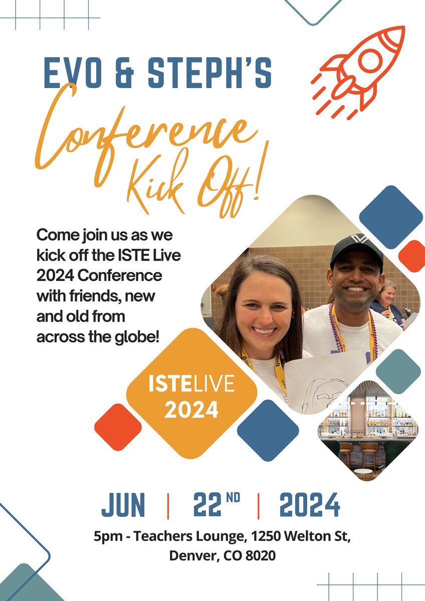 @MrsHowell24 and I can’t wait to catch up with #ISTELive attendees in Denver 🇺🇸 Join us at our ISTE #ConferenceKickOff🚀 to connect with new friends and old from across the globe! Sign up here: buff.ly/3wEm5h7 See you there! ✈️ @YaritzaV_ @KatieF