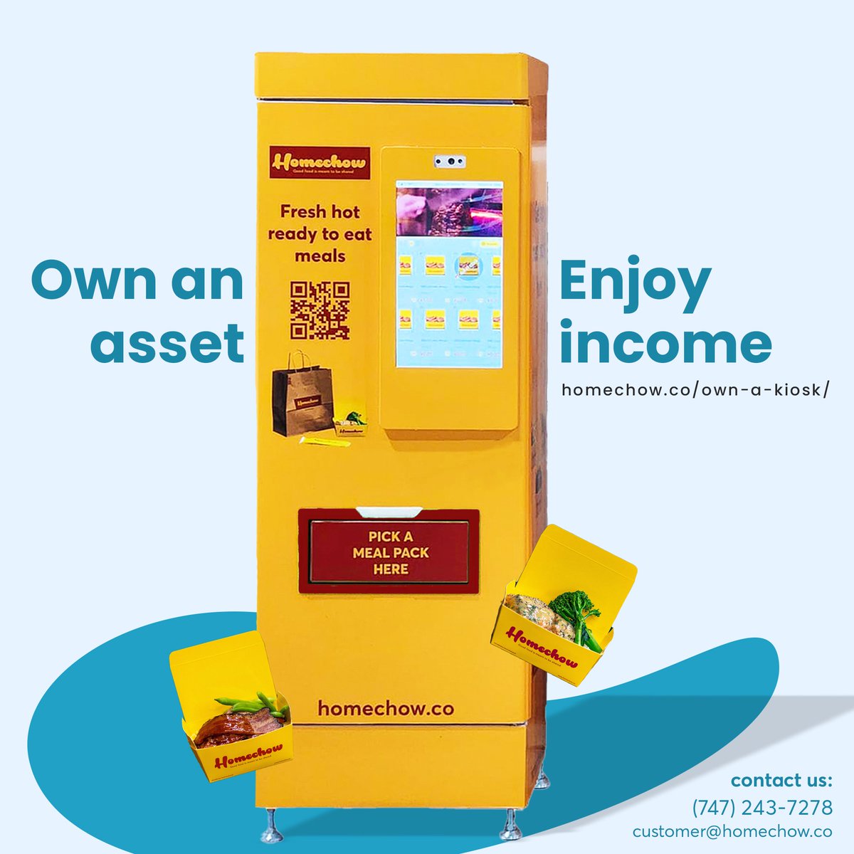 Unleash your inner foodie entrepreneur: Homechow's all-in-one package makes food business ownership simple.

Learn more: bit.ly/3Ut026x

#Homechow #FoodKiosks #NewYork #FranchiseOpportunity #Franchise #VendingKiosks #Gourmet #GourmetMeals