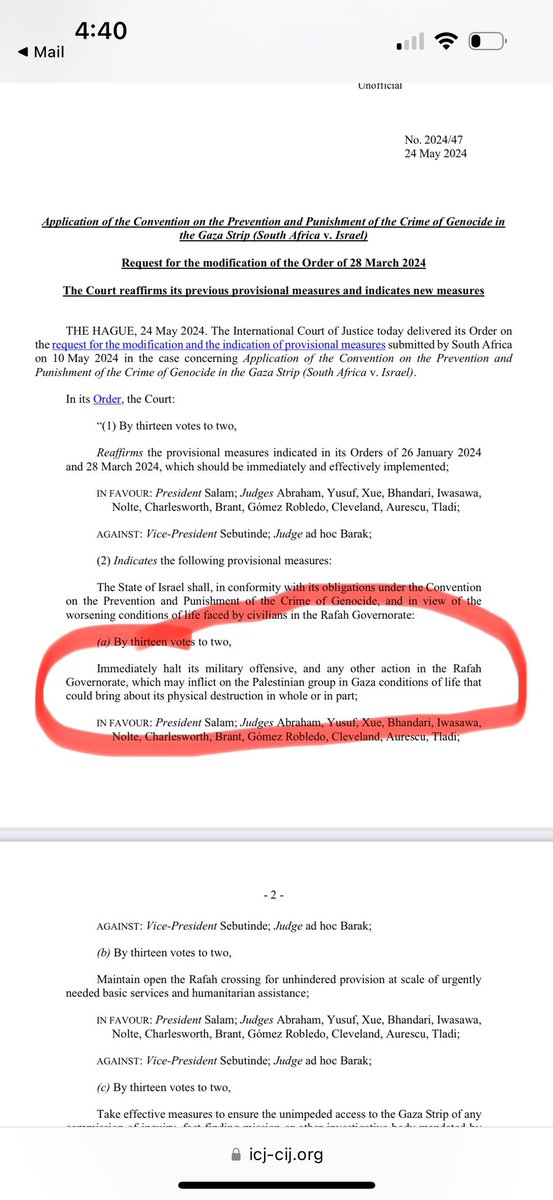 That’s a way to bury the lede. Using the language of genocide, judges <a href="/CIJ_ICJ/">CIJ_ICJ</a> order #Israel to stop its military campaign in #Rafah. #ICJ #Hamas