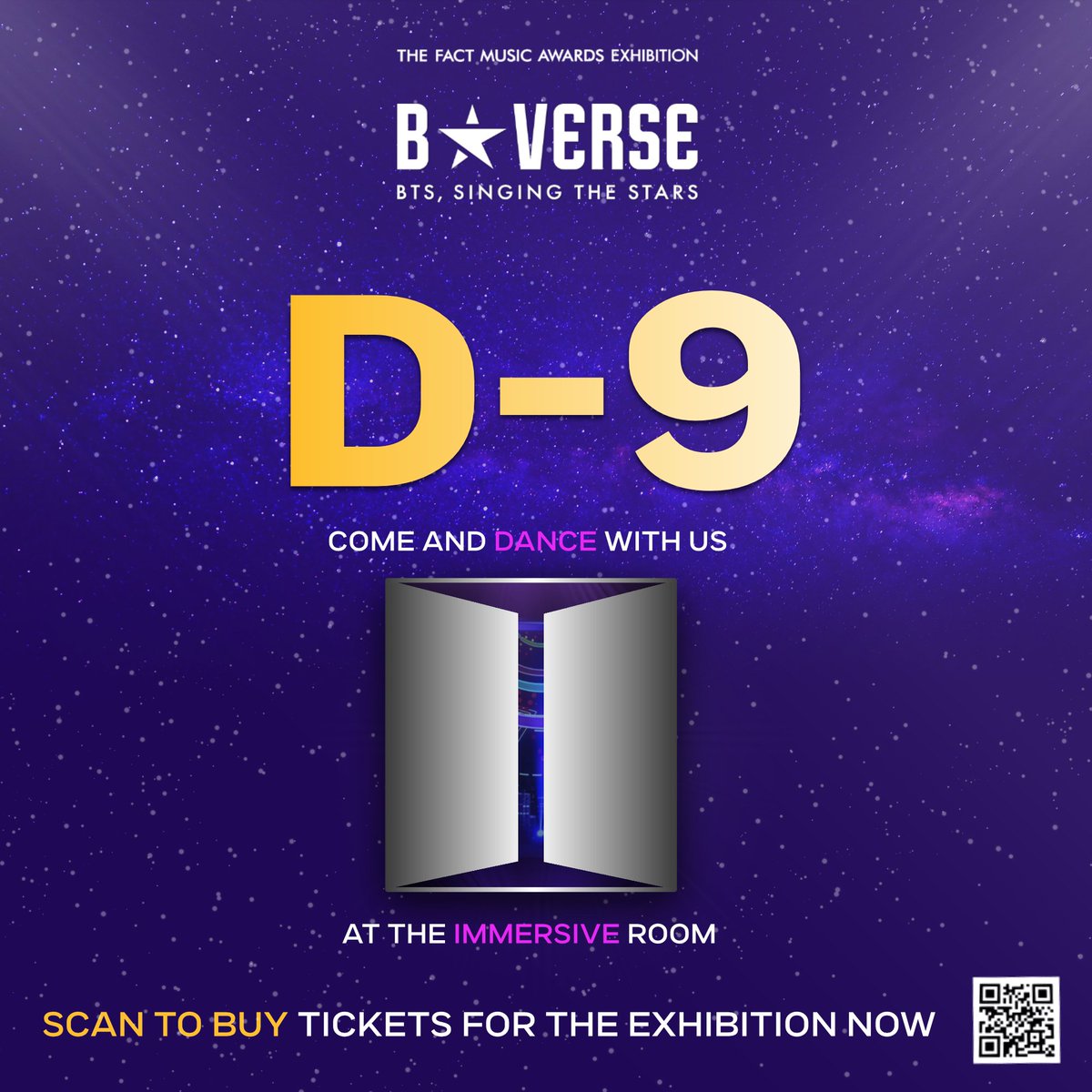 นับถอยหลังอีก 9 วัน กับงาน B★VERSE..
มา Dancing on the floor โชว์สเตปกันได้ที่ห้อง Post Show เลย จะมีหนุ่มๆบังทัน เต้นเป็นเพื่อนคุณอยู่รอบตัว

ซื้อบัตรได้ที่ : thaiticketmajor.com
หรือสแกนคิวอาร์โค้ดที่ภาพได้เลย

💜

#BTS 
#BSTARVERSE 
#BSTARVERSETHAILAND
#ตลาดนัดบังทัน