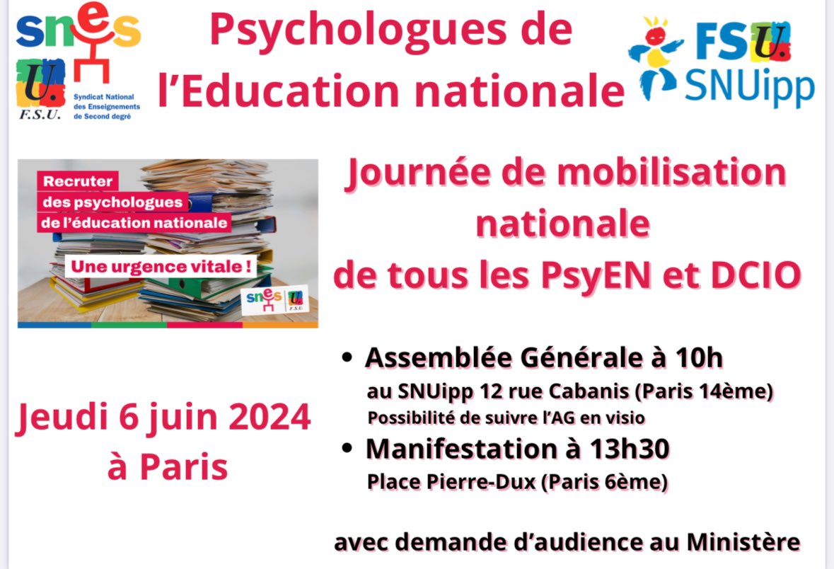 @SNESFSU @cafepedagogique Les PsyEn et DCIO seront de plus mobilisés nationalement le 6 juin 3/3