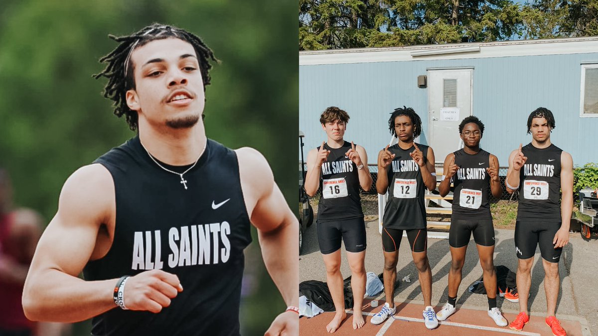 🏆We're so proud of the @AllSaintsOCSB Gr. 10 boys' relay team! Guided by educator and former Canadian track athlete Ann Marie Vanneste, they shattered a 21-year-old record in the 4x100m relay with a time of 45.83 seconds. Congrats Quinn, Nathaniel, EJ, and Dexter!🏃@vanneste_ann