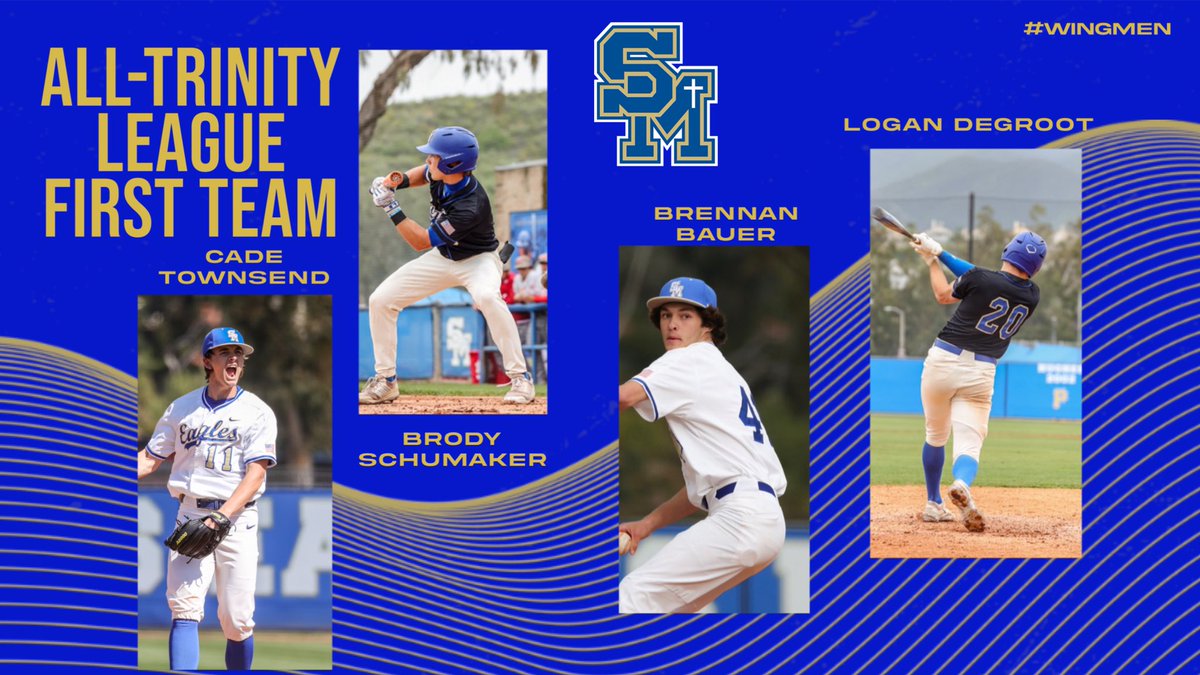SMCHSBaseball's tweet photo. Congratulations to our all Trinity League Honorees! 

Co MVP #brodyschumaker 
Co POY #cadetownsend

1st Team Selections
#logandegroot
#brennanbauer
#brodyschumaker 
#cadetownsend 

2nd Team Selections 
#benfinnegan
#warrengravelyIV
#carterenoch
#blakeankrum 

@SMCHSEagles https://t.co/ml13d2Nzwz