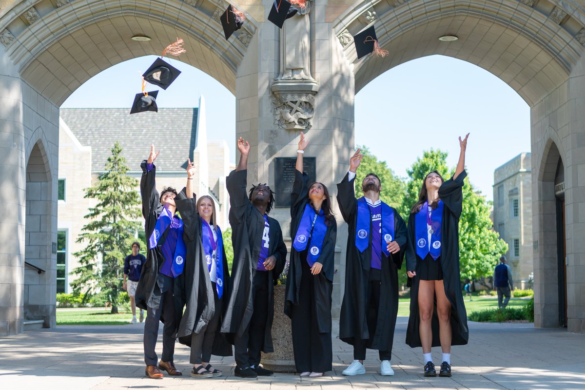 To all of our graduates walking through these arches today and across the stage this weekend, CONGRATULATIONS and THANK YOU for everything you gave to St. Thomas Athletics and the @UofStThomasMN as a whole! Go be great, but know you always have a home in St. Paul. #RollToms