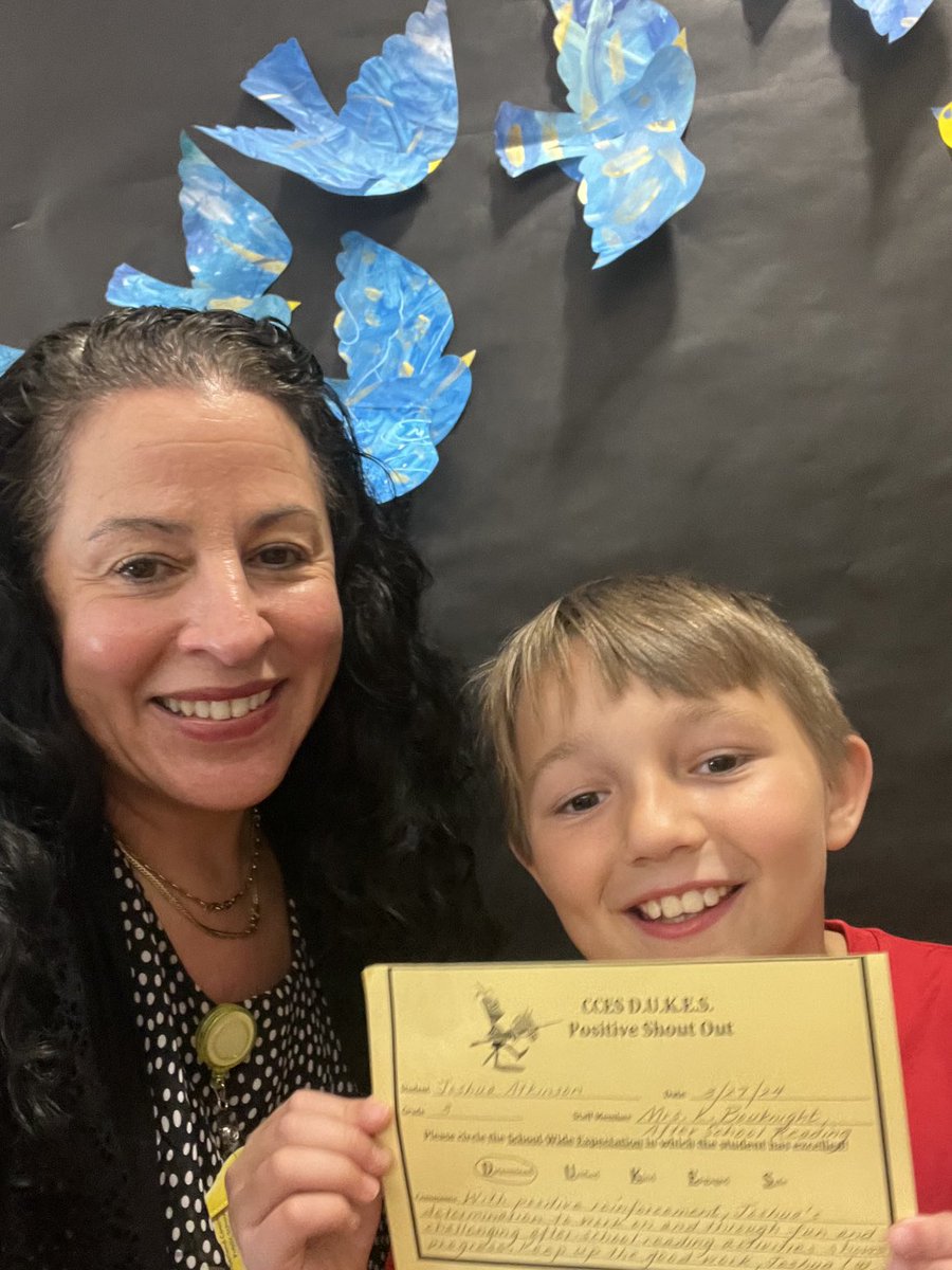 Josh earned a Positive Duke Shoutout for being Determined. Using his strategies and positive reinforcements, he was able to work through some challenging assignments during the after-school program resulting in much progress! #ccesdukes #WeAreCUCPS #25Positives