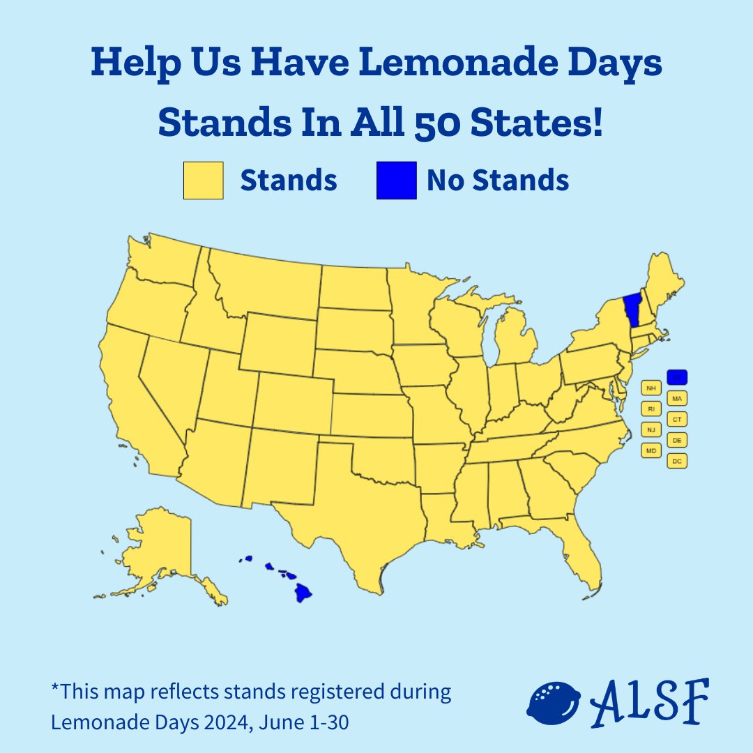 Hawaii and Vermont: WE NEED YOUR HELP!🍋 Tag a friend from one of these states and ask them to host a lemonade stand this June to fight childhood cancer by registering at LemonadeDays.org Anyone, anywhere can hold a lemonade stand to raise money for childhood cancer