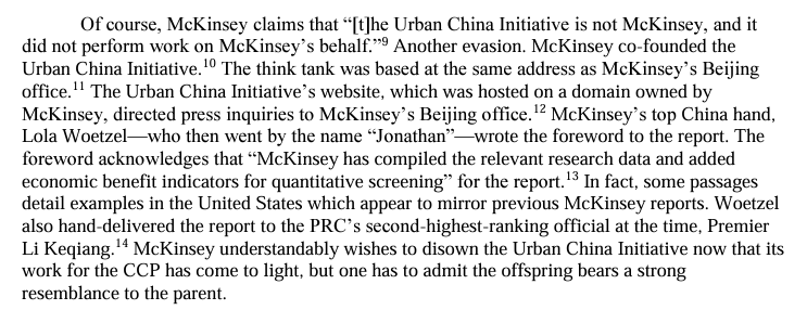 So @McKinsey built a 'think tank' based at McKinsey's Beijing office, using McKinsey's domain, McKinsey's research, and their senior staff. That 'think tank' then authored a 300-page book on how the CCP could dominate future war technology and gave it to CCP Premier Li Keqiang.
