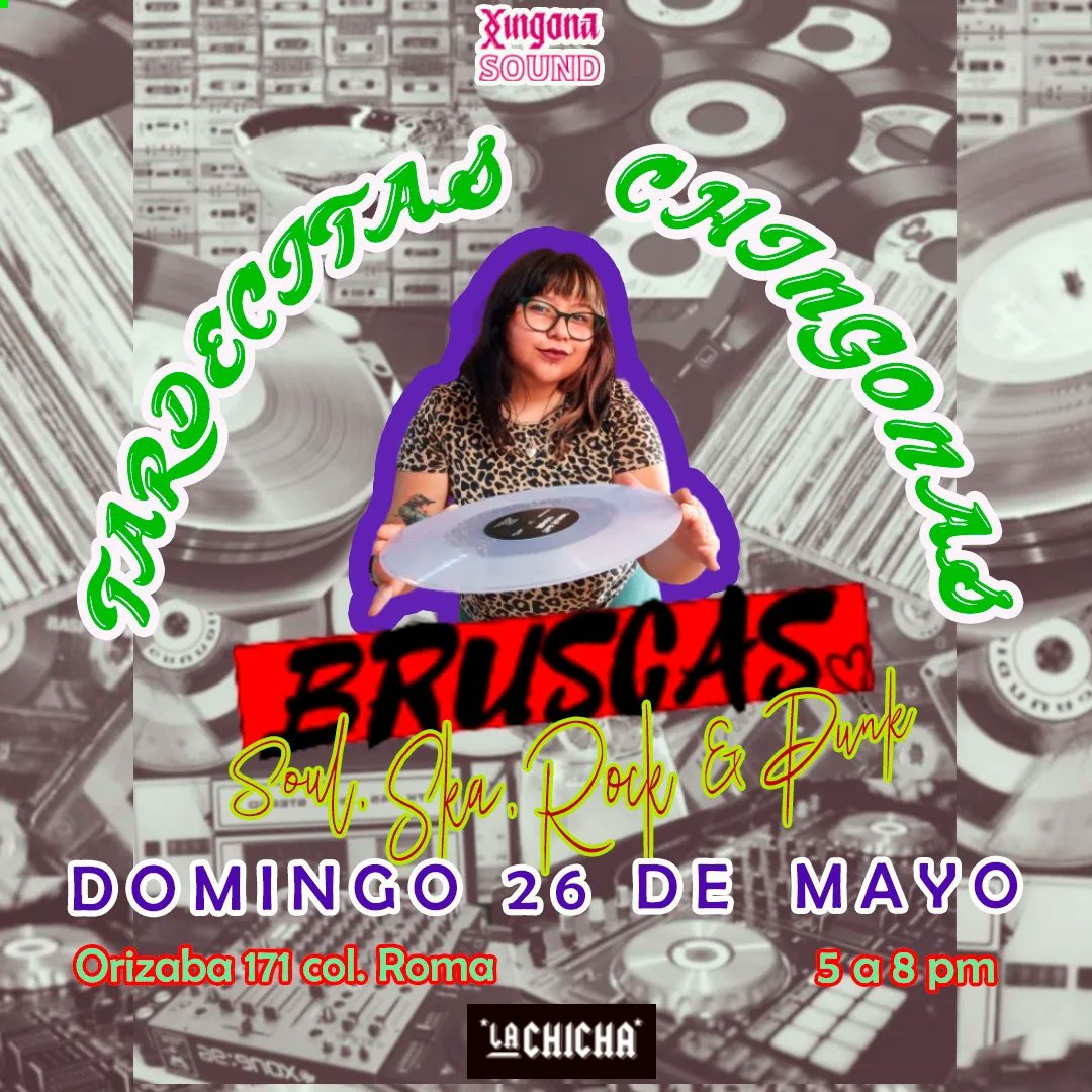 chingonasound's tweet photo. 🚨 Alerta Xingona 🚨
El domingo será de vestidos cortos y bebidas refrescantes🫠. Felices de presentar a Carolina aka @Bruscasss, cuyo talento para buscar discos de mujeres en formato vinil es digno de las #tardecitaschingonas 
📍Orizaba 171. @lamaschicha 
🕗 5 a 8 pm. 🕔 https://t.co/ay9jq6Alhm