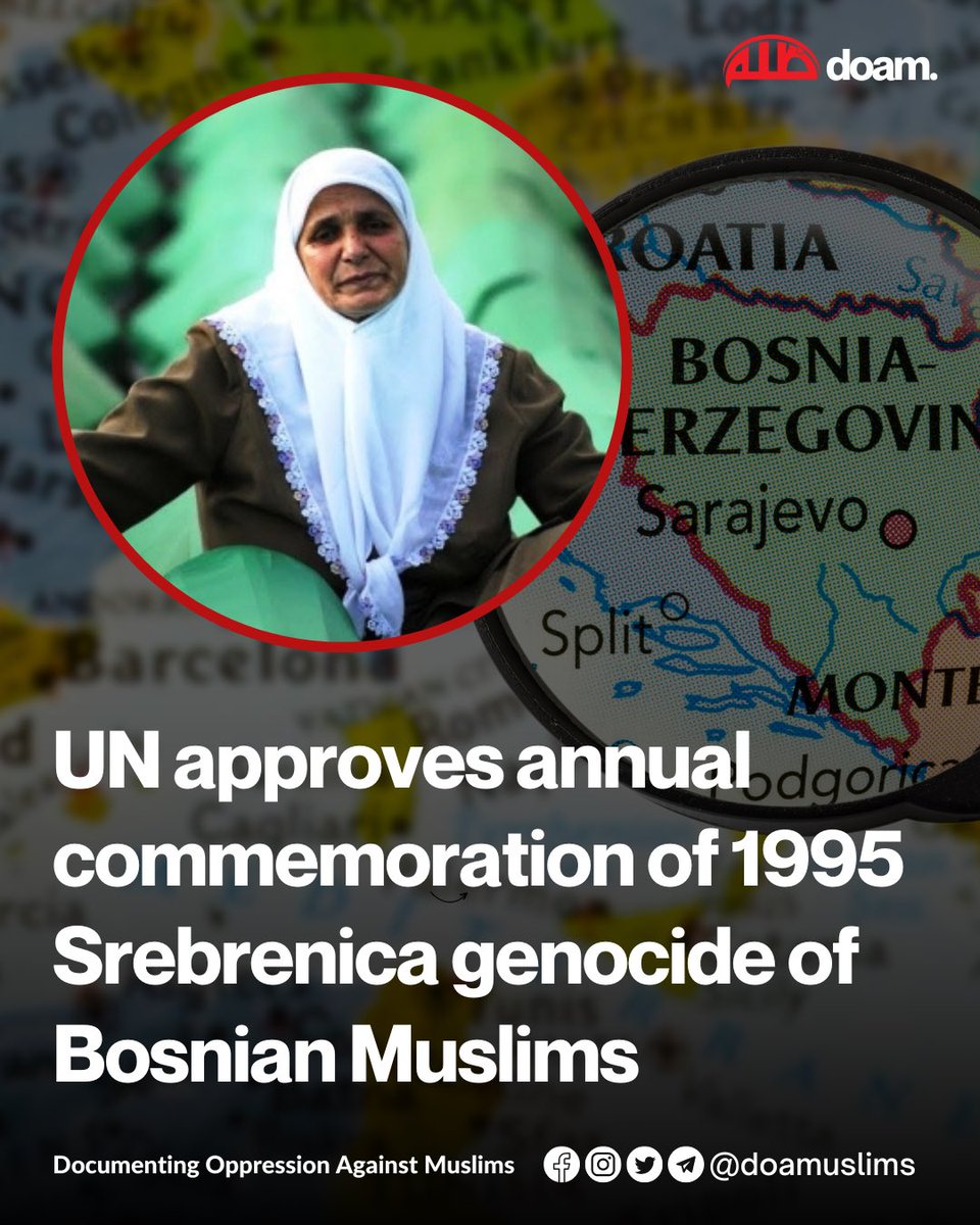 The United Nations General Assembly has voted to establish an annual day of remembrance for the 1995 Srebrenica genocide despite furious opposition from Bosnian Serbs and #Serbia. The resolution received 84 votes in favour and 19 against with 68 abstentions on Thursday. It makes