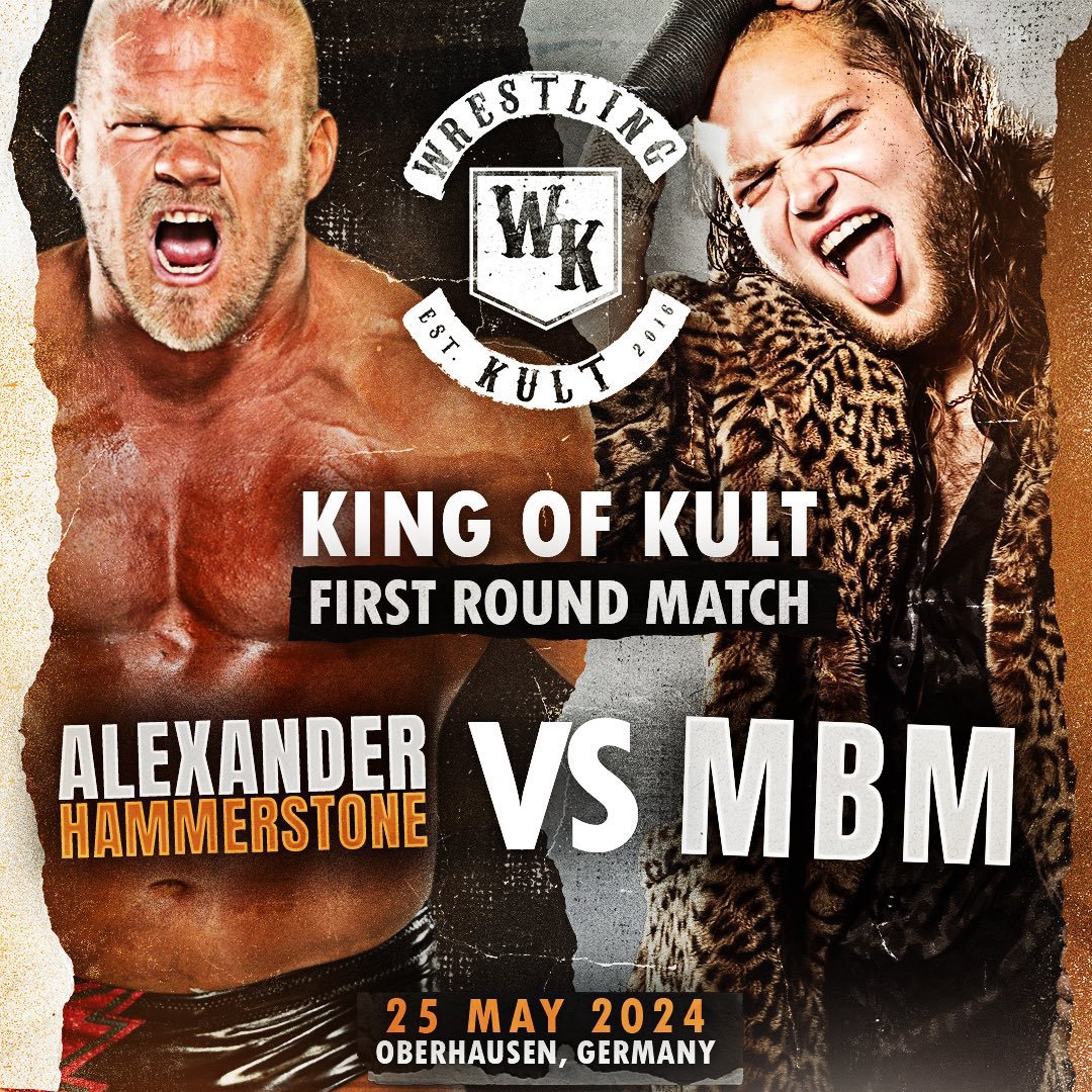 Alexander Hammerstone vs. MBM à la Wrestling Kult !

<a href="/mbm_sweetboy/">MBM</a> ferra face à <a href="/alexhammerstone/">Hammerstone</a> demain lors du tournoi King Of Kult de la <a href="/WrestlingKult16/">Wrestlingkult - WK</a>.
