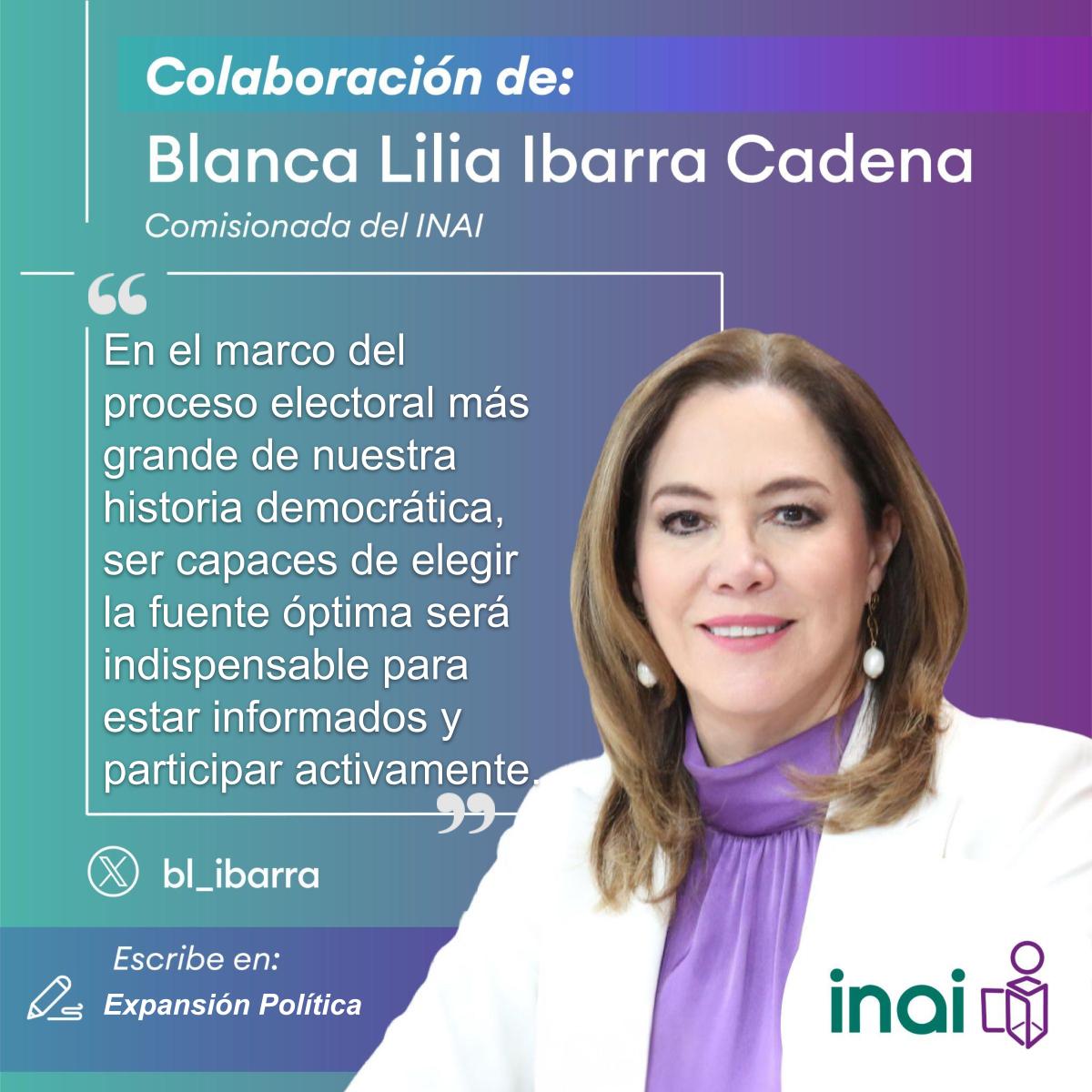 🖊'Juventud, redes sociales y creadores de contenido en el ecosistema informativo' 📌La comisionada @bl_ibarra escribe en @ExpPolitica sobre el consumo de información responsable a partir de habilidades de alfabetización digital para audiencias jóvenes. ow.ly/Qhr350RTWyB