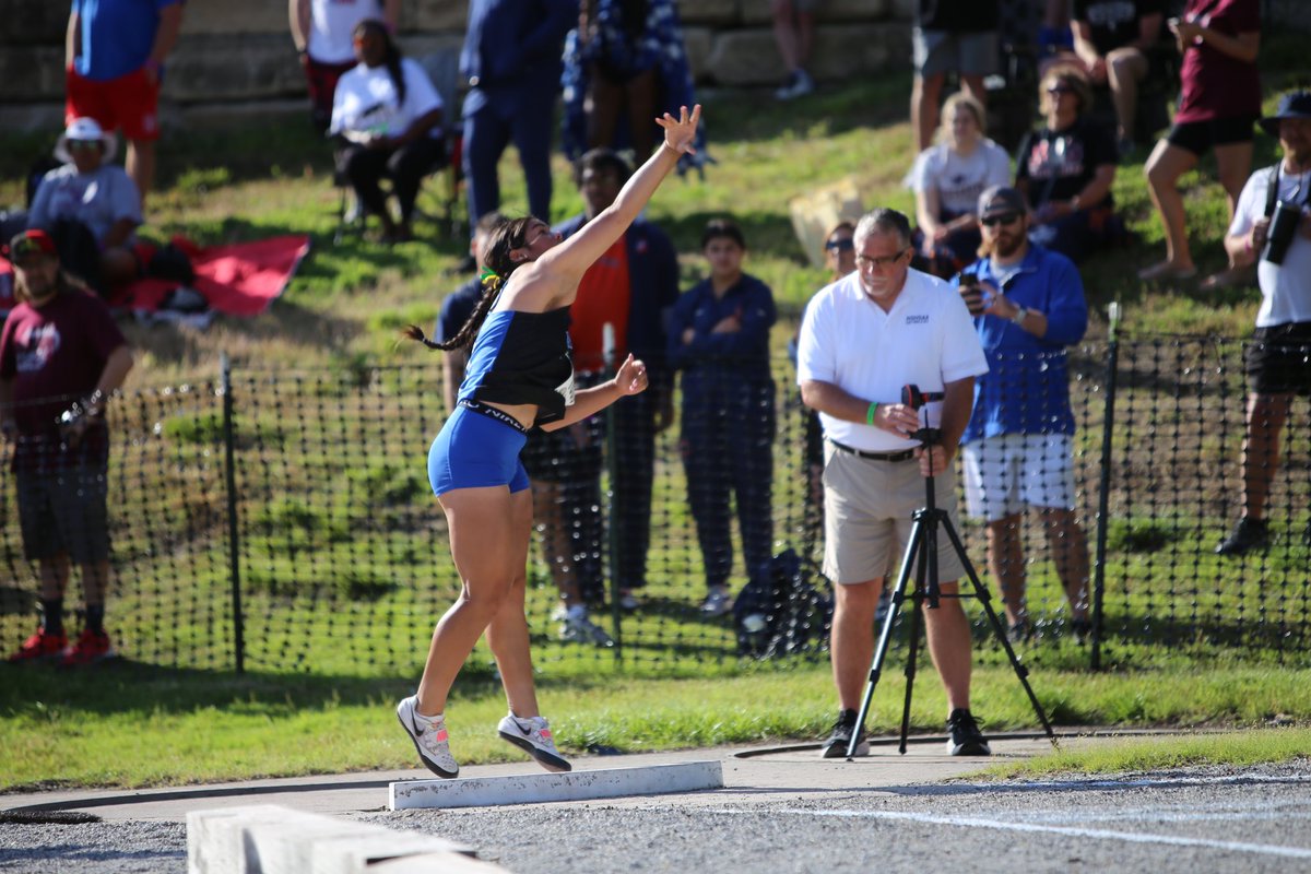 Olathe Northwest multi-sport star Val Galligan won the 6A shot put this morning, with a winning mark of 42.-11.25.
Galligan has totaled four state title in the throws up to this point.

Addie Cline (Olathe West) and Kendall Yarnell (Olathe Northwest) finished 2nd and 3rd with