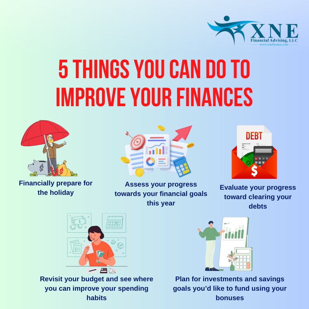 Looking to boost your financial health? 💰 Here are 5 simple steps to get you on the right track!

#TeamXNE #financialfreedom #taxes #taxpreparer #taxrefund #taxreturn #taxplanning #finance #budget #financialplanning #debt #credit #investment #savings #retirement #buildwealth