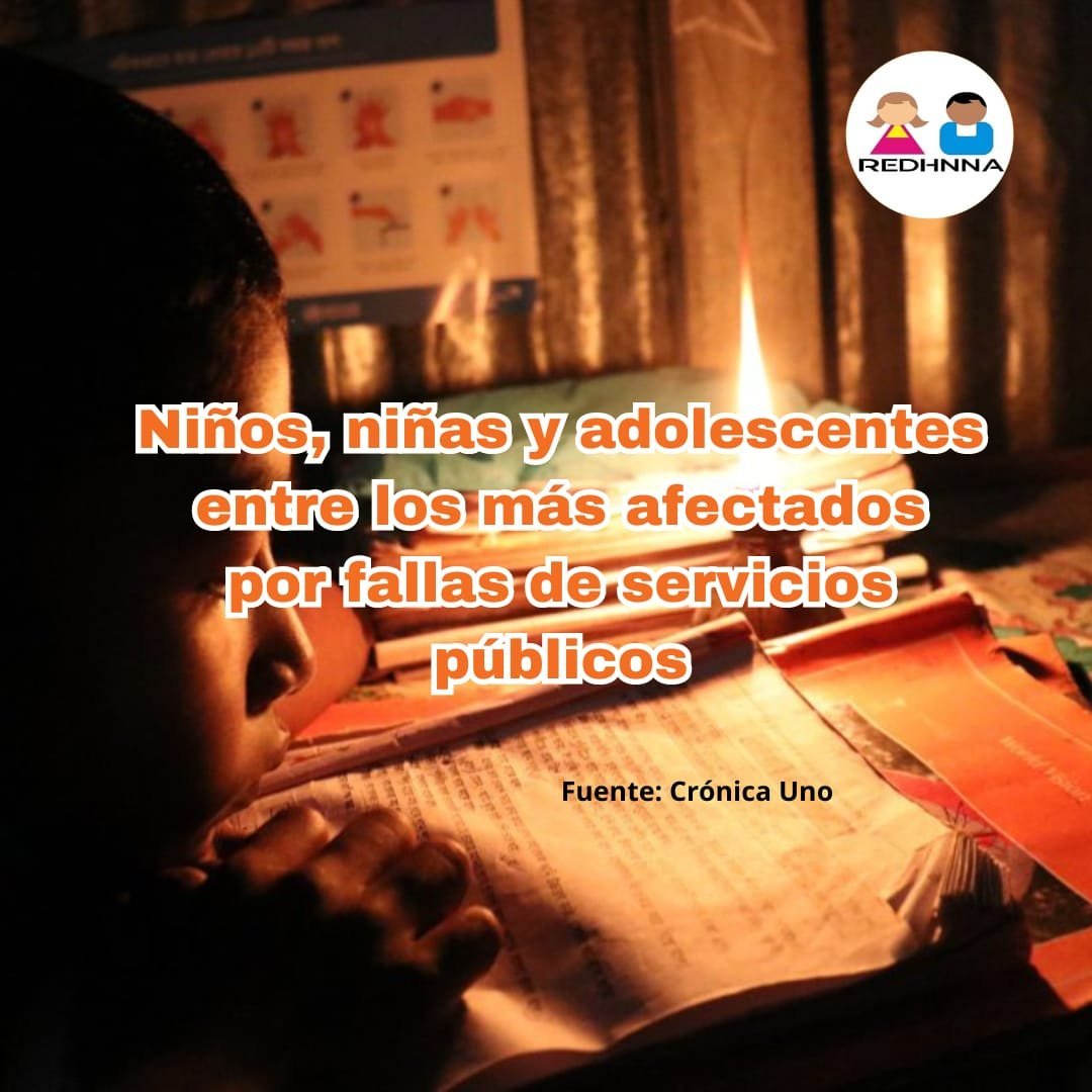REDHNNA's tweet photo. #Venezuela vive una profunda crisis de servicios públicos; siendo los niños, niñas y adolescentes, una de las poblaciones más vulnerables y afectadas.
Vivir en un país #sinagua, #sinelectricidad, #sinconectividad y otros servicios, no puede ser normalizado.
#REDHNNA https://t.co/MQQ8fifyXR