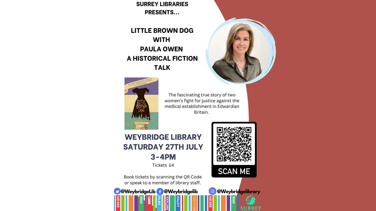 Weybridge Library (@weybridgelib) on Twitter photo Adult author event at Weybridge Library! Join Paula Owen on Saturday 27th July, 3-4pm, for a fascinating talk and Q&A about her historical novel, Little Brown Dog. Tickets £4. Book in the library or online: tiny.cc/a6o7yz @surreylibraries <a href="/L1ttleBrownDog/">Little Brown Dog - The Novel Stockists on website</a> Adult author event at Weybridge Library! Join Paula Owen on Saturday 27th July, 3-4pm, for a fascinating talk and Q&A about her historical novel, Little Brown Dog. Tickets £4. Book in the library or online: tiny.cc/a6o7yz @surreylibraries <a href="/L1ttleBrownDog/">Little Brown Dog - The Novel Stockists on website</a>