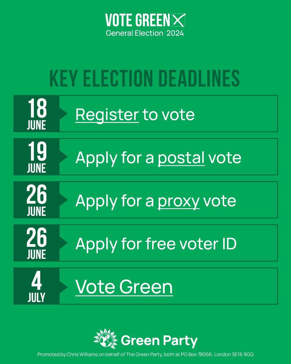 This is a historic election. Make sure you have your say. Here are the dates to remember to ensure your voice is heard ✅ Share to boost for a fairer general election 🗳️