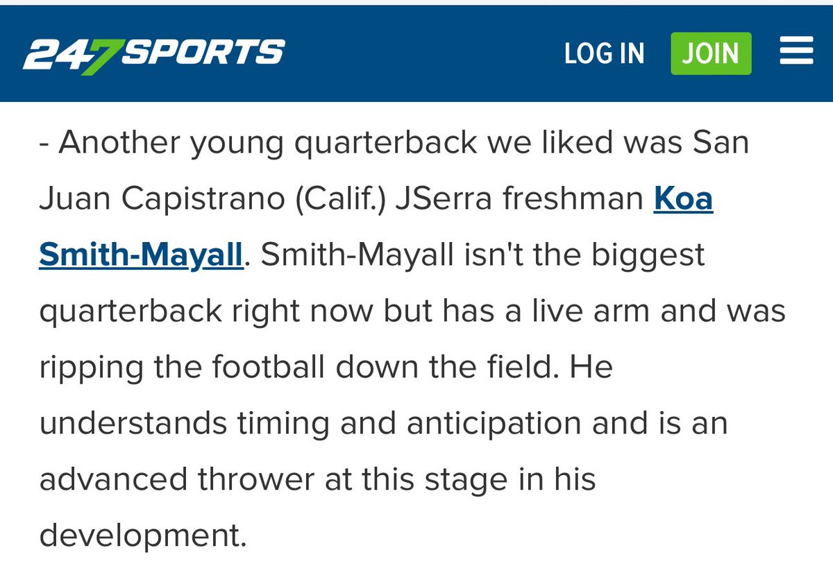 Appreciate the love @GregBiggins @247Sports and Thank you @PGregorian @NPShowcases for a great event! #AG2G @JSerra_Football @vscwintoday @Score2Win @CoachDanny10 @LeftCoastAthl