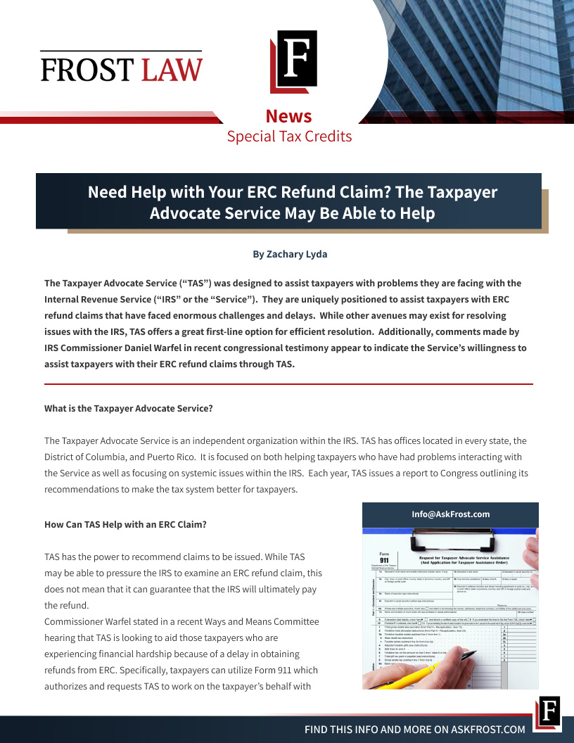 IRSTaxIssues's tweet image. Are you still waiting for your ERC refund? Contact our firm to help evaluate whether filing a lawsuit or requesting help from the Taxpayer Advocate Service (“TAS”) makes sense for your particular fact pattern.
bit.ly/4brRbHZ 
#EmployeeRetentionCredit #TAS