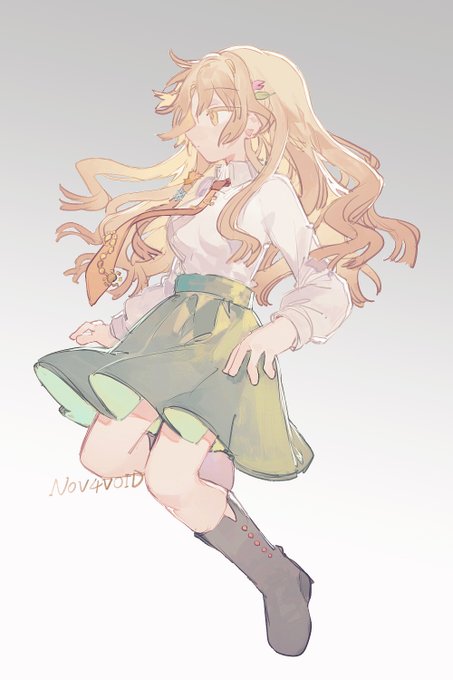 「green skirt long hair」 illustration images(Latest)